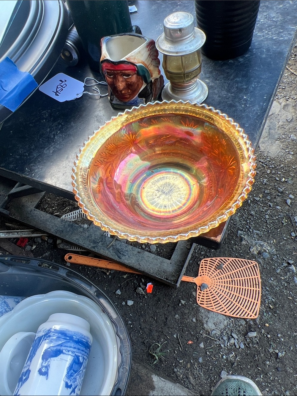 Vintage Iridescent Gold Carnival Glass Decorative Bowl